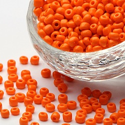 Glass Seed Beads, Opaque Colours Seed, Small Craft Beads for DIY Jewelry Making, Round, Dark Orange, 4mm, Hole:1.5mm, about 4500pcs/pound(SEED-A010-4mm-50)