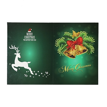 DIY Diamond Painting Greeting Card Kits, including Paper Card, Paper Envelope, Resin Rhinestones, Diamond Sticky Pen, Tray Plate and Glue Clay, Deer Pattern, Paper: 180x260mm, 1pc