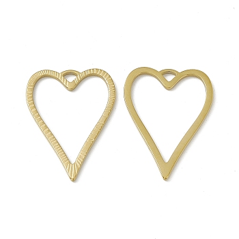 Vacuum Plating 201 Stainless Steel Pendants, Heart Charm, Real 18K Gold Plated, 27.5x20x1mm, Hole: 2.3x3mm