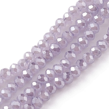Electroplate Glass Beads Strands, Imitation Jade, Pearl Luster Plated, Faceted, Rondelle, Light Steel Blue, 2.5x1.5mm, Hole: 0.5mm, about 197~201pcs/strand, 12.9 inch(33cm)