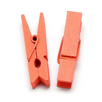 Dyed Wooden Craft Pegs Clips, Dark Orange, 35x7x10mm