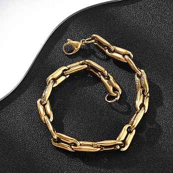 304 Stainless Steel Coffee Bean Chain Bracelets for Women Men, Ion Plating(IP), Golden, 8-5/8 inch(22cm)