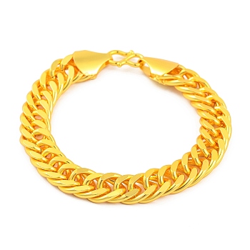 Brass Cuban Link Chain Bracelets, Lead Free & Cadmium Free, Matte Gold Color, 7-1/4 inch(18.5cm)