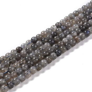Natural Labradorite Beads Strands, Round, 4~4.5mm, Hole: 0.7mm, 15.43''(39.2cm), 97pcs/strand