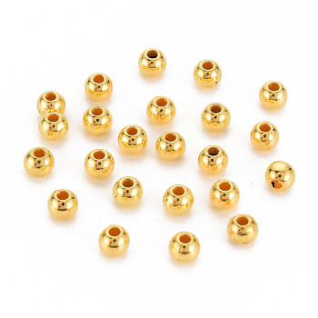 ABS Plastic Beads, Round, Golden Plated, 4x3.5mm, Hole: 1.2mm, about 15000pcs/500g