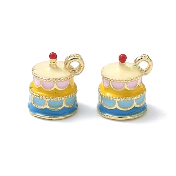 Alloy Enamel Pendants, Cake Charms, Golden, 10.5x9x8.5mm, Hole: 1.5mm