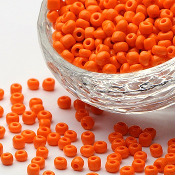 Glass Seed Beads, Opaque Colours Seed, Small Craft Beads for DIY Jewelry Making, Round, Dark Orange, 4mm, Hole:1.5mm, about 4500pcs/pound
