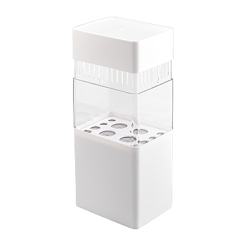ABS with Plastic Cosmetic Brush Storage Container, Rectangle, White, 105x80x220mm