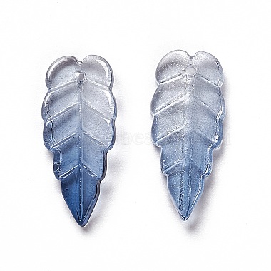 Steel Blue Leaf Glass Pendants