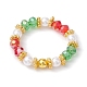 Glass & Imitated Pearl Acrylic Round Beads Stretch Bracelet(RJEW-JR00682)-1