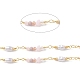 Brass Glass Bead Link Chains with ABS Imitation Pearl Beads(CHS-P016-39G-08)-2