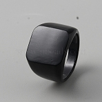 Brass Rectangle Signet Ring for Men, Gunmetal, Inner Diameter: 18mm(RJEW-WH0011-11A)