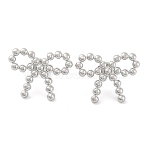 Non-Tarnish 304 Stainless Steel Stud Earrings for Women, Bowknot, Stainless Steel Color, 19x25mm(EJEW-N054-20P)
