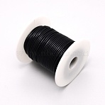 Cowhide Cord, Leather Jewelry Cord, Jewelry DIY Making Material, Black, 1.4~1.6mm(WL-WH0004-01B-01)