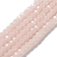 Baking Painted Imitation Jade Glass Bead Strands, Faceted Rondelle, Misty Rose, 6x5mm, Hole: 1.2mm, about 85pcs/strand, 16.73''(42.5cm)(DGLA-A034-J6MM-A41)