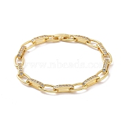 Clear Cubic Zirconia Oval Link Chain Bracelet, Brass Jewelry for Women, Real 18K Gold Plated, 7-3/4 inch(19.8cm)(BJEW-E015-01G)