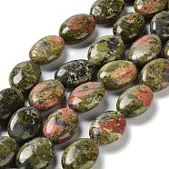 Natural Unakite Beads Strands, Flat Oval, 17.5~18x12.5~13x6mm, Hole: 1.2mm, about 22pcs/strand, 15.55''(39.5cm)(G-L164-A-33)