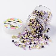 Glass Pearl Bead Sets, Lavender Garden Mix, Eco-Friendly, Round, Dyed, Mixed Color, 4~4.5mm, Hole: 0.7~1mm, about 1000pcs/box.(HY-JP0001-01-H)