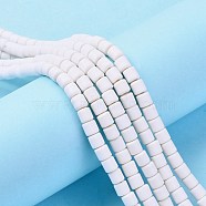 Polymer Clay Bead Strands, Column, White, 5~7x6mm, Hole: 1.5~2mm, about 61~69pcs/strand, 15.74 inch(CLAY-T001-C14)