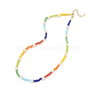Glass Seed & Glass Pearl Beaded Necklace for Girl Women, Colorful, 15.94 inch(40.2cm)(X1-NJEW-TA00007)