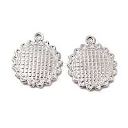 304 Stainless Steel Pendants, Sunflower Charm, Stainless Steel Color, 21x18x2mm, Hole: 1.5mm(STAS-E182-13P)