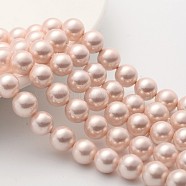 Shell Pearl Beads Strands, Grade A, Polished, Round, Pink, 10mm, Hole: 0.8~1.0mm, about 38pcs/strand(SP10MM505)