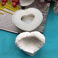 DIY Silicone Molds, Resin Casting Molds, For DIY UV Resin, Epoxy Resin Home Decorations Making, Heart with Wing, White, 95x115x60mm(DIY-G045-01)