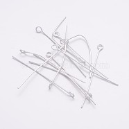 Iron Eye Pin, Cadmium Free & Lead Free, Silver, 40x0.7mm, Hole: 2mm, about 6400pcs/1000g(EPS4.0cm)