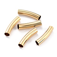Brass Tube Beads, Long-Lasting Plated, Curved Beads, Tube, Real 24K Gold Plated, 35x8mm, Hole: 7mm(KK-Y003-90P-G)