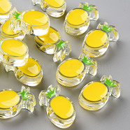 Transparent Enamel Acrylic Beads, Pineapple, Yellow, 25x15x9mm, Hole: 3.5mm(TACR-S155-002H)