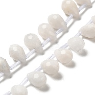 Natural Rainbow Moonstone Beads Strands, Faceted, Top Drilled, Teardrop, 9~10.5x6~6.5mm, Hole: 0.7mm, about 45pcs/strand, 15.59~16.14''(39.6~41cm)(G-H297-B12-01)