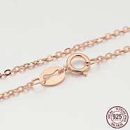 925 Sterling Silver Cable Chain Necklaces, with Spring Ring Clasps, Thin Chain, Rose Gold, 457x1mm(STER-M086-22B)