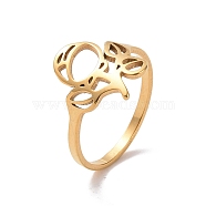Ion Plating(IP) 201 Stainless Steel Rose of Life Finger Ring, Hollow Wide Ring for Valentine's Day, Golden, US Size 6 1/2(16.9mm)(RJEW-J051-45G)