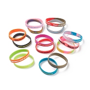 Sample Silicone Wristbands Bracelets, Cord Bracelets, Mixed Color, 2-1/4 inch~2-1/2 inch(58~65mm), 10pcs/set(BJEW-XCP0001-10)