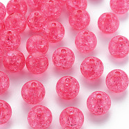 Transparent Crackle Acrylic Beads, Round, Fuchsia, 12x11mm, Hole: 2mm, about 566pcs/500g.(MACR-S373-66A-N09)