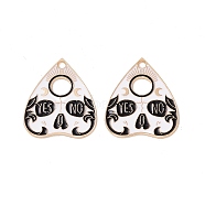 Alloy Enamel Pendants, Light Gold, Heart with Word Yes & No & Moon, Light Gold, 26x22x1.5mm, Hole: 2mm(X-ENAM-G203-05KCG-04)