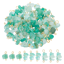 60Pcs 3 Styles Natural Green Aventurine Nuggets Connector Charms, with 304 Stainless Steel Double Loops, Golden, 10~20mm, Hole: 1.2~2.5mm, 20pcs/style(PALLOY-HS00001)
