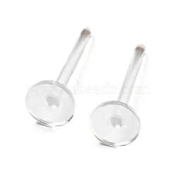 Resin Studn Earring Findings, Flat Round, Clear, 11x4mm, Pin: 0.8mm(X1-FIND-H046-05)