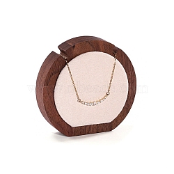 Velet & Wood Necklaces Display, Flat Round, Beige, 2x9x8.5cm(PW-WG96E9C-02)