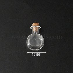 Mini High Borosilicate Glass Bottle Bead Containers Bead Containers, Wishing Bottle, with Cork Stopper, Flat Round, Clear, 2.6x1.9cm(BOTT-PW0001-261D)