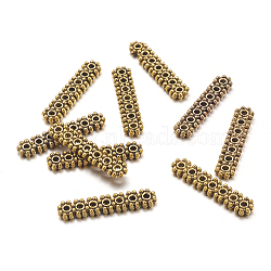 Tibetan Style Beads Spacers, Rectangle, Lead Free, 7-Hole, Antique Golden, 23x5x2mm, Hole: 1mm(X-TIBEB-S034-AG-LF)