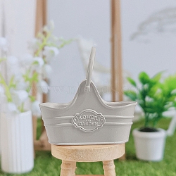 Alloy Flower Basket Mini Model, Micro Landscape Dollhouse Accessories, Pretending Prop Decorations, Gainsboro, 41x15~39mm(PW-WGDE8CD-02)