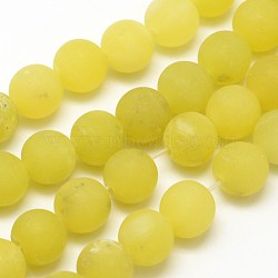 Natural Lemon Jade Round Beads Strands, Frosted, Round, 8mm, Hole: 1mm, about 48pcs/strand, 15.1 inch(X-G-D677-8mm)