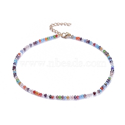 Glass Beaded Necklaces, with Zinc Alloy Lobster Claw Clasps and Iron Chain Extender, Colorful, 13.2 inch(33.5cm)(NJEW-JN02777-01)