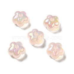 UV Plating Rainbow Iridescent Acrylic Beads, Flower, PeachPuff, 13.7x14x8.5mm, Hole: 2.6mm(PACR-M002-05F)