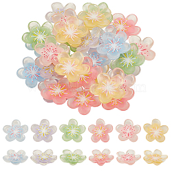 AHADERMAKER 60Pcs 6 Colors Translucent Resin Decoden Cabochons, Flower, Mixed Color, 23x24.5x5mm, 10pcs/color(RESI-GA0001-31)