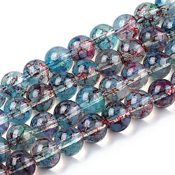 Baking Painted Glass Beads Strands, Imitation Opalite, Round, Light Sky Blue, 8mm, Hole: 1.3~1.6mm, about 100pcs/strand, 31.4 inch(DGLA-Q023-8mm-DB60-01)