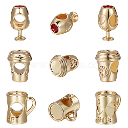 Beebeecraft 9Pcs 3 Style Rack Plating Brass European Beads, Cadmium Free & Lead Free, Large Hole Beads, Cup & Goblet, Real 18K Gold Plated, 11~14x7.5~9mm, Hole: 4.5mm, 3pcs/style(KK-BBC0009-15)