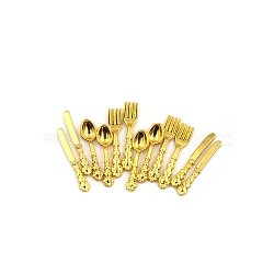 Plastic Silverware Miniature Ornaments, Micro Landscape Home Dollhouse Accessories, Pretending Prop Decorations, Gold, 18~20mm(PW-WGA9C53-01)