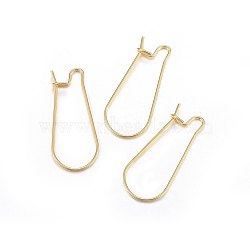 304 Stainless Steel Hoop Earrings, Golden, 21 Gauge, 25x11x0.7mm(STAS-P210-27G)